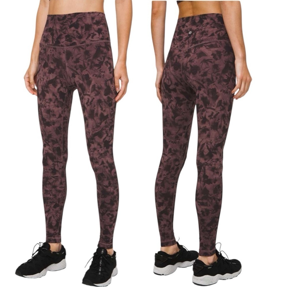 Lululemon Align Pant 28" US 4 Mini Dusk Floral Antique Bark Black